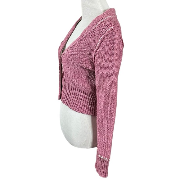 Anthropologie Pilcro Yin Yang Icon Heart Cardigan in Pink Size XS Spring Preppy - Picture 7 of 17